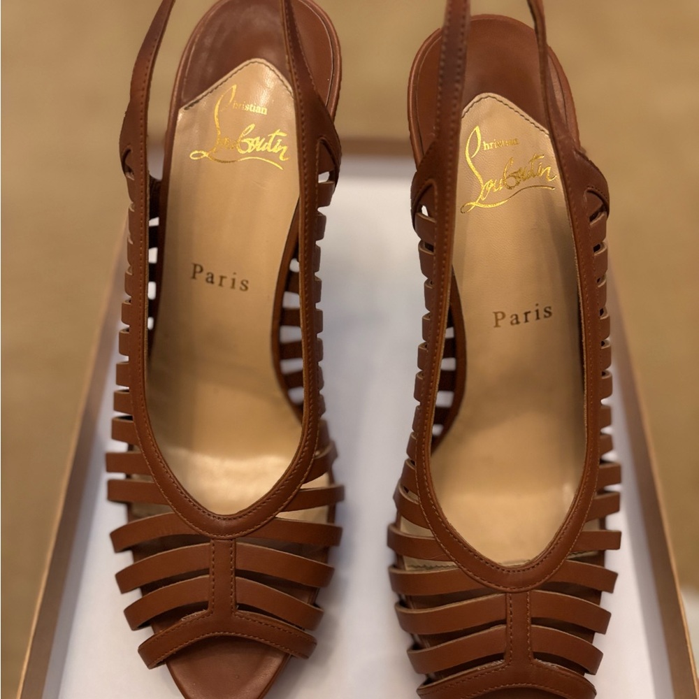 Christian Louboutin Buchon 120 Calf  Strappy Slingback Heels